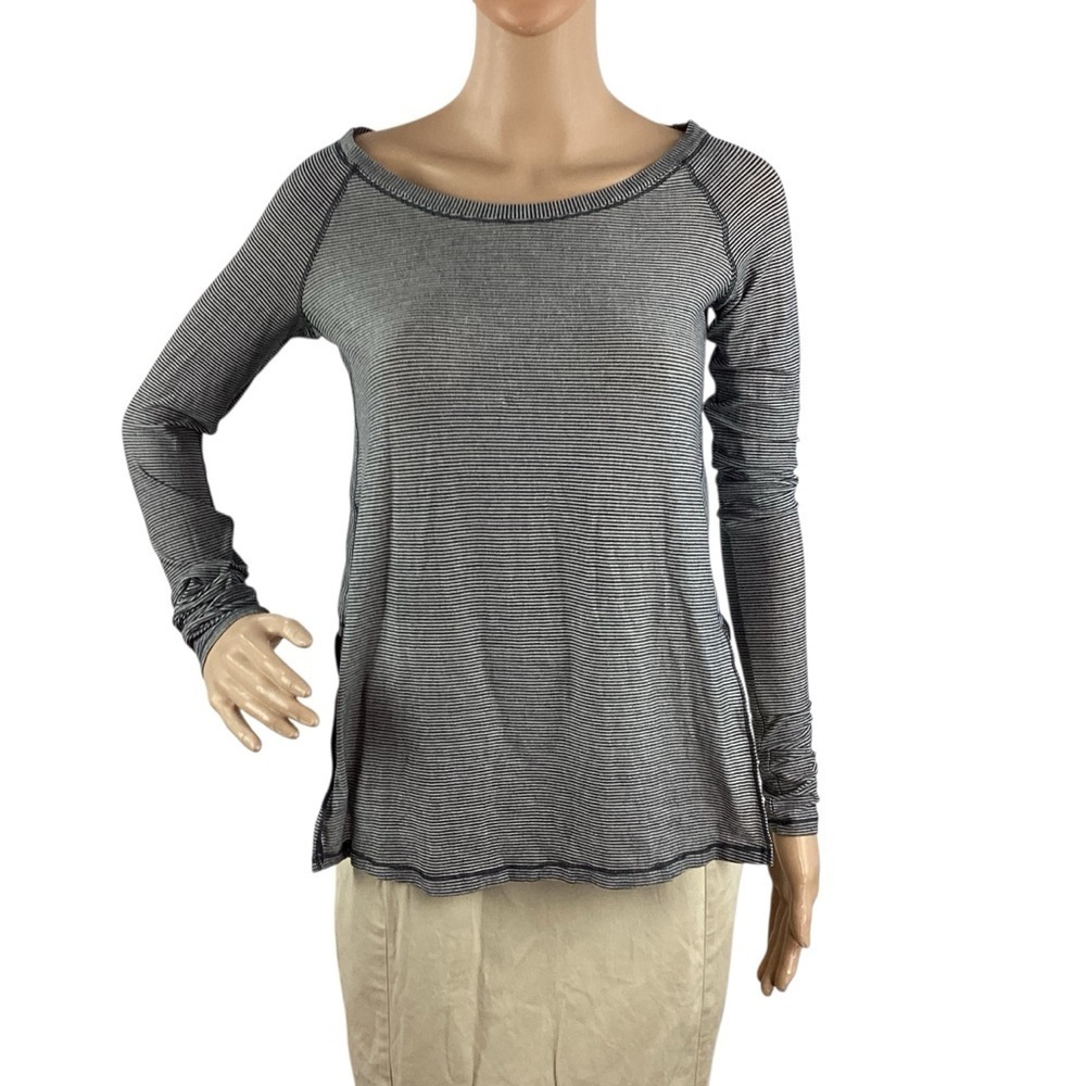 Lululemon Presence Of Mind Long Sleeve Top Tonka Stripe Black Size 4